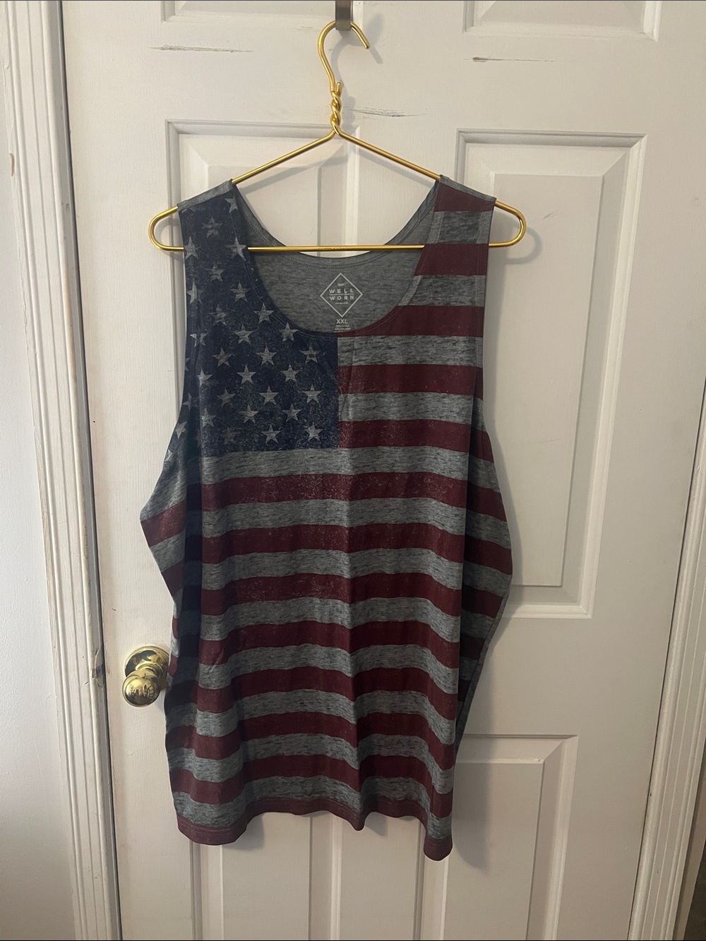 Well Worn Women's American Flag Tank Top - Gray & Maroon